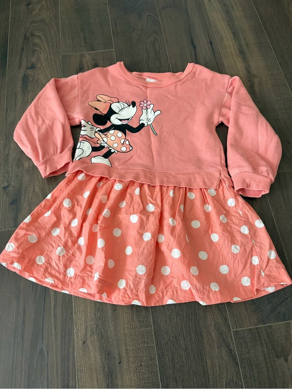 GAP Coral Pink Minnie Mouse Polka Dot Dress